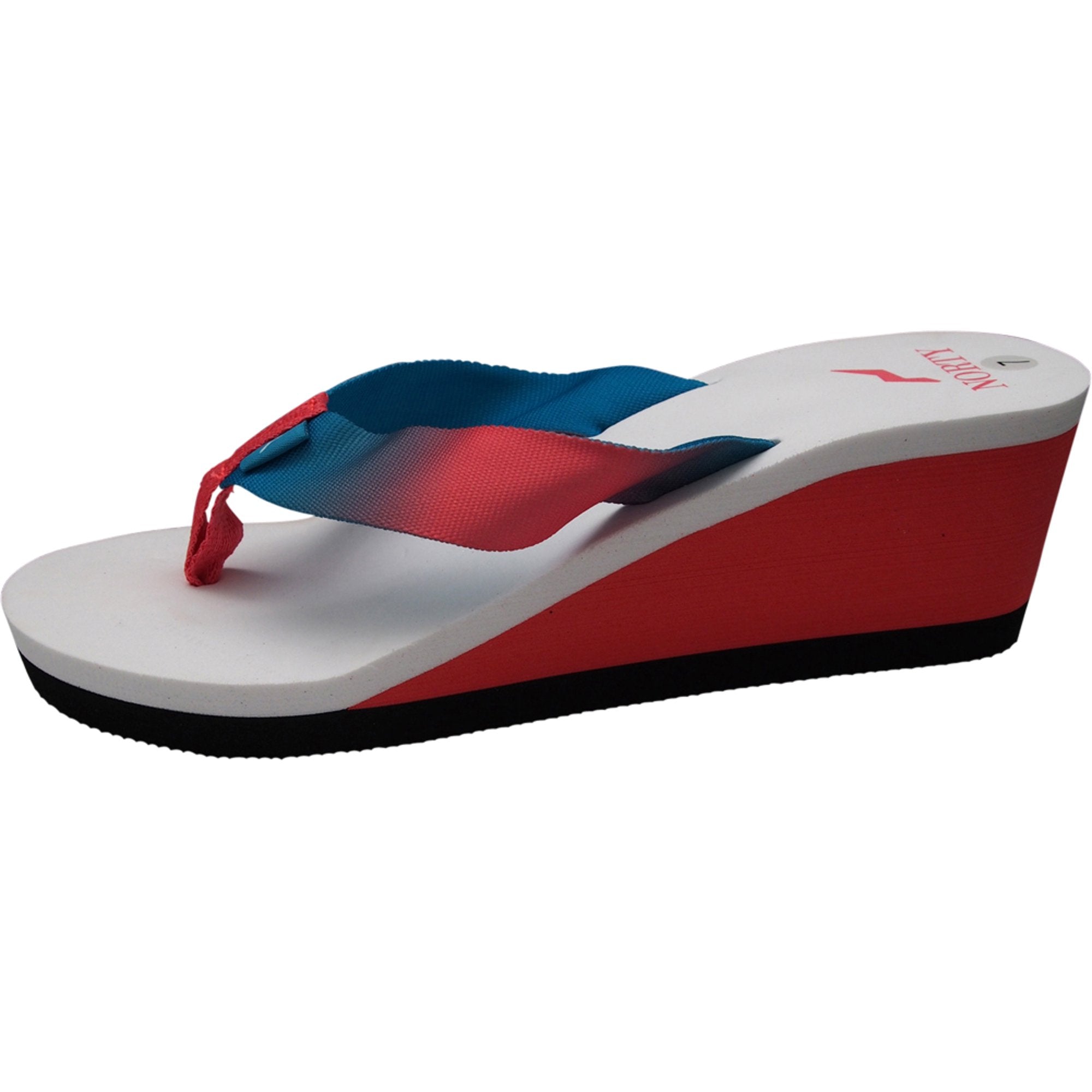 Norty Womens Sandal Flip Flop Wedge Turq Watermelon (15401)